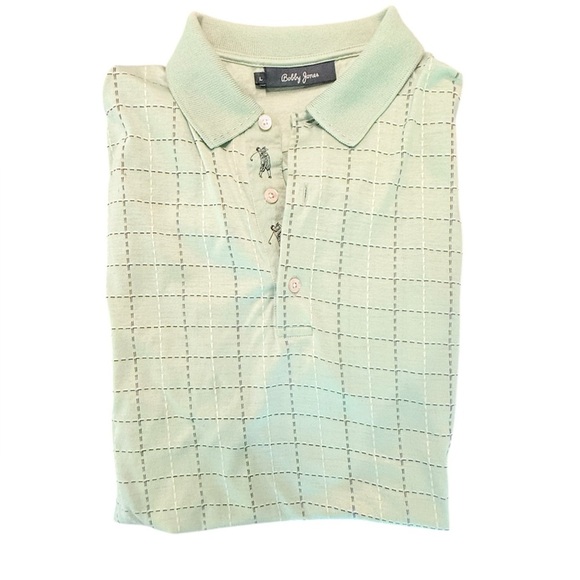 Bobby Jones Light Green Checkered Short Sleeve Polo Golf Shirt Size Large $178 - Picture 1 of 11
